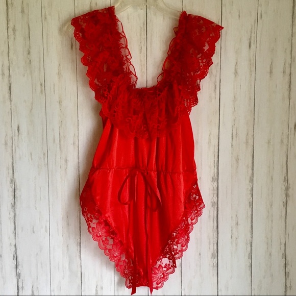 Vintage DARLING BODY FASHIONS Red Lace Lingerie M - Picture 8 of 8
